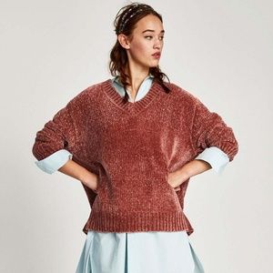 ZARA copper chenille sweater fall 2017 Size SM/M